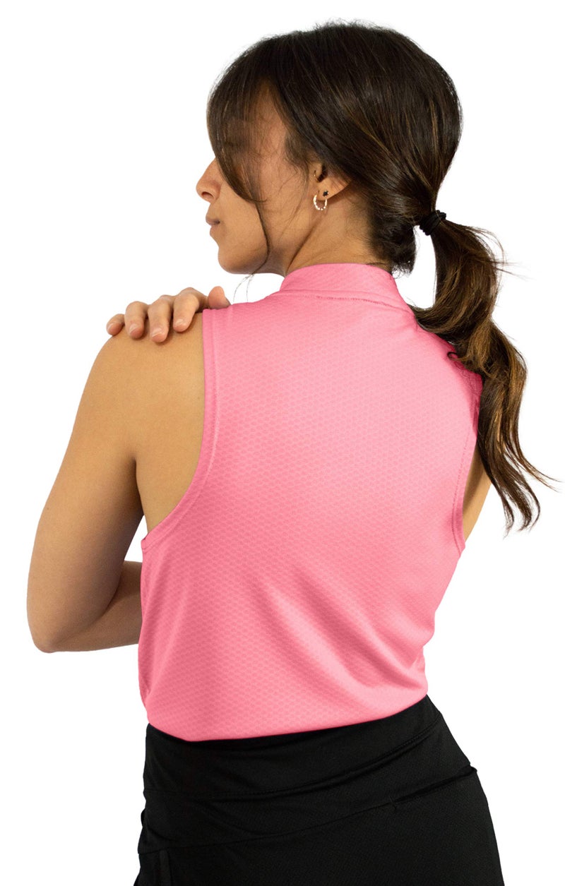 Three Sixty Six Womens Sleeveless Collarless Golf Polo Shirt with Zipper - Quick Dry Tank Tops for Women Coral - Image 4